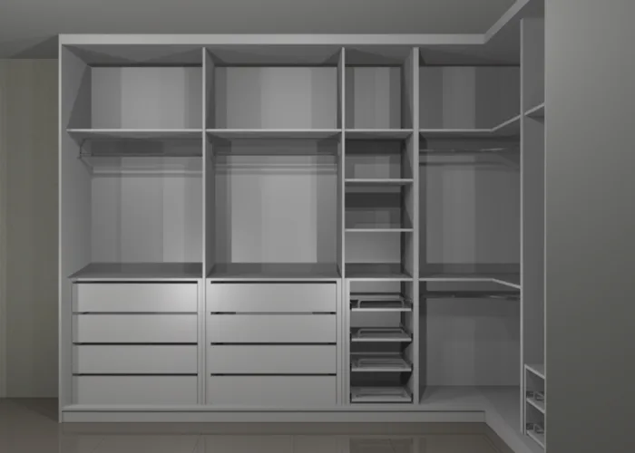Projeto de guarda-roupa MDF grandes com detalhamento interno